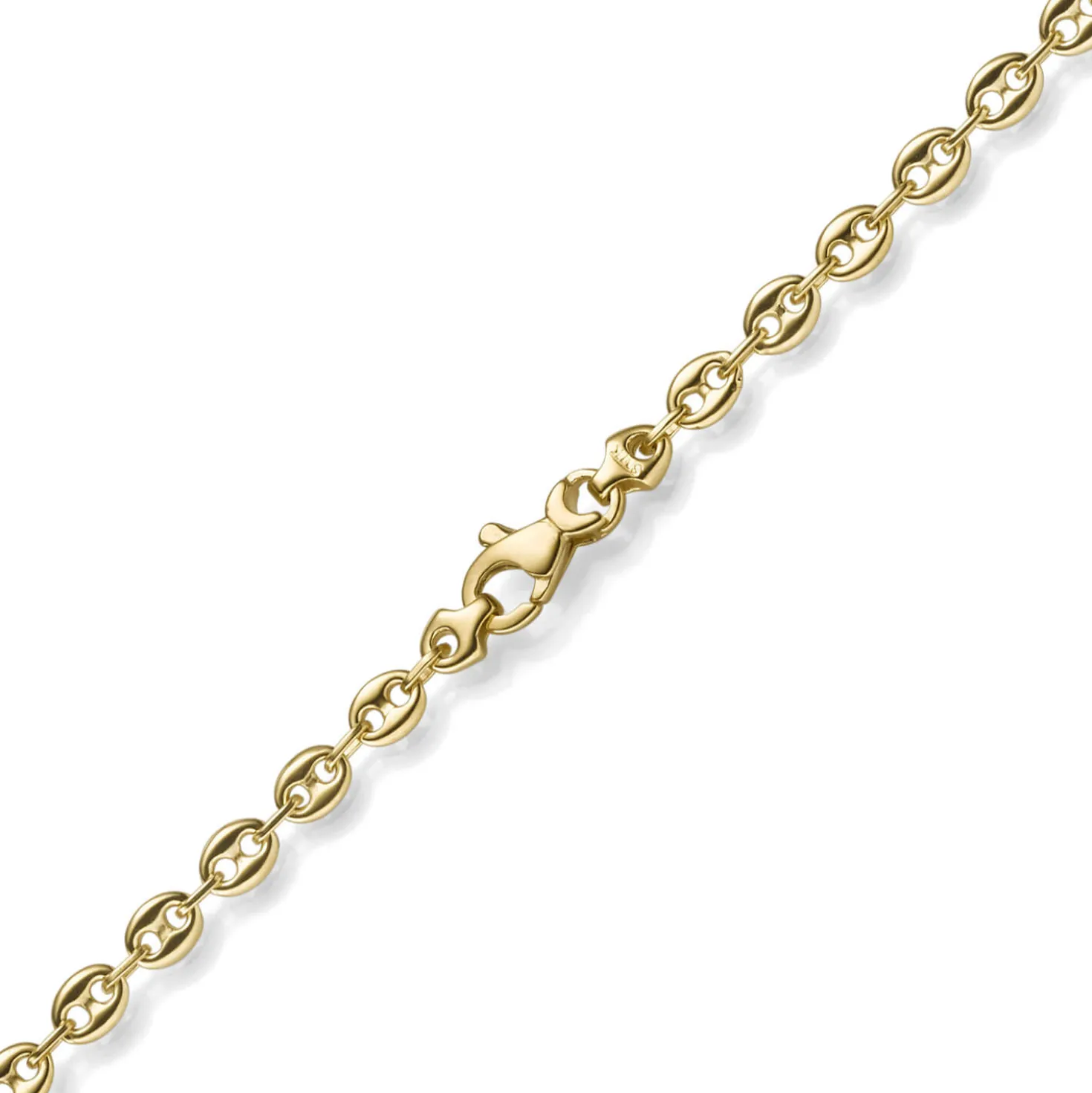 3,5mm Kette Collier Bohnenkette Schiffsankerkette 585 Gold Gelbgold 45cm Unisex