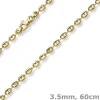 3,5mm Kette Collier Bohnenkette Schiffsankerkette 585 Gold Gelbgold 60cm Unisex
