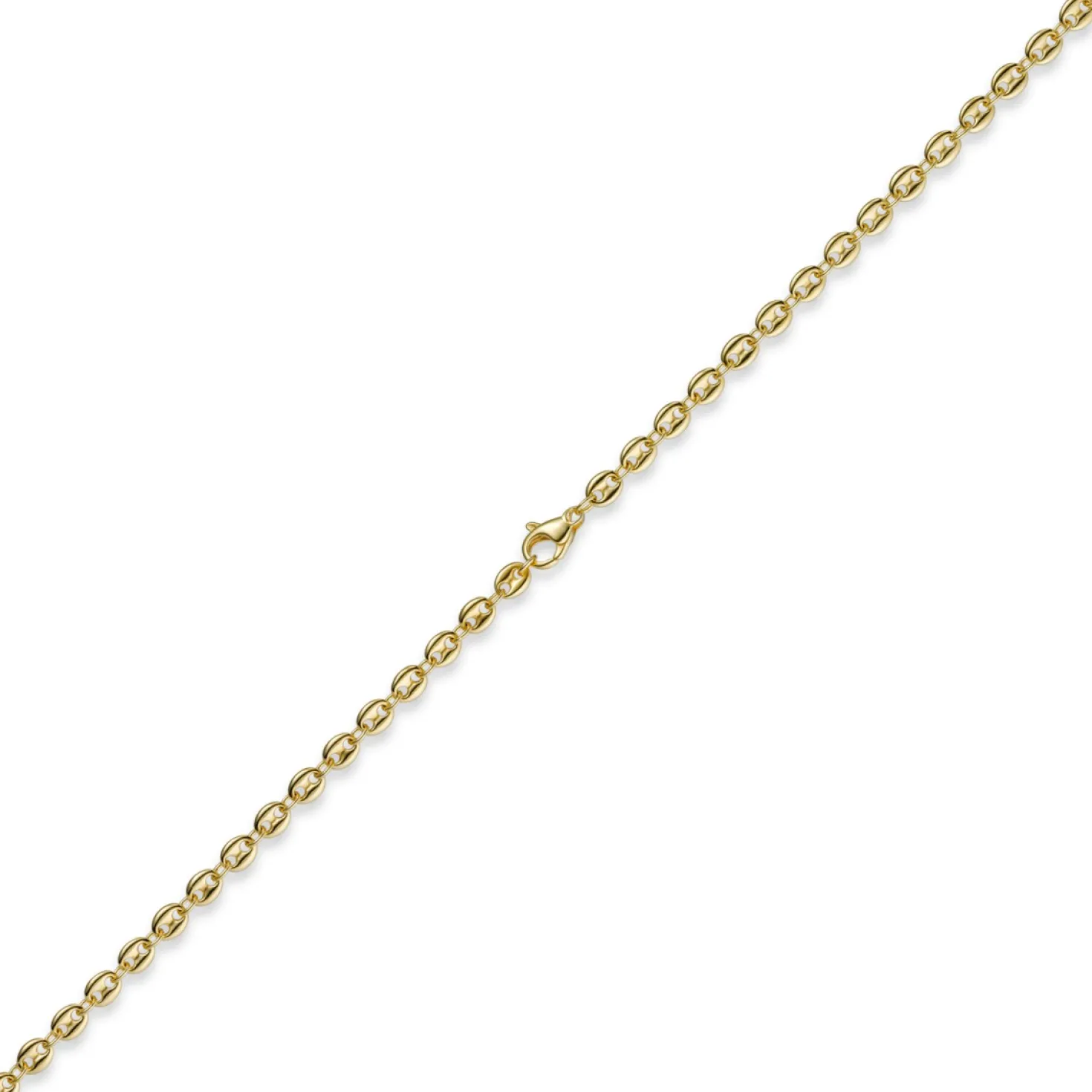 4mm Kette Collier Bohnenkette Schiffsankerkette 585 Gold Gelbgold 50cm Unisex