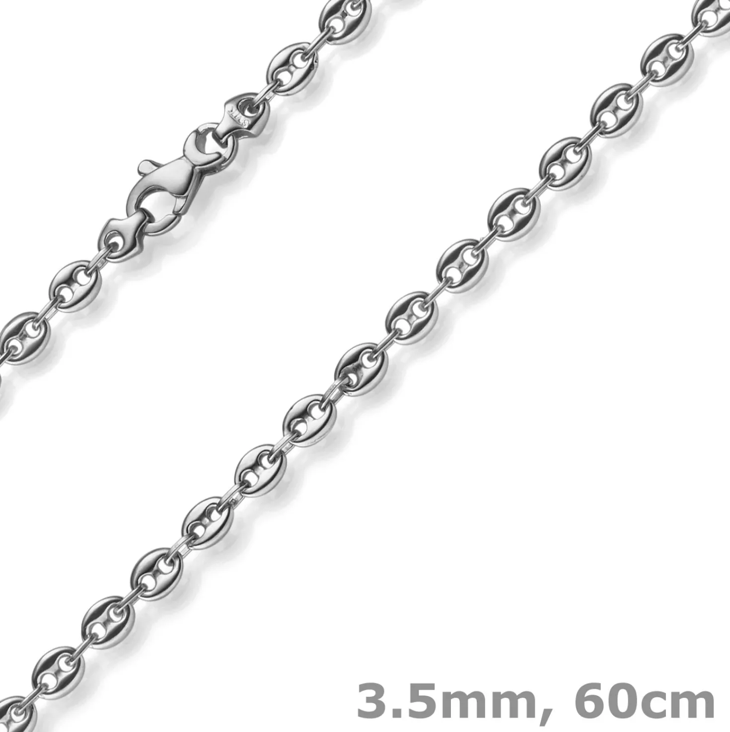 3,5mm Kette Collier Bohnenkette Schiffsankerkette 585 Gold Weißgold 60cm Unisex