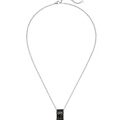 2,1mm Kette Collier, Edelstahl schwarz lackiert mit Carbon-Einlagen, 50-55cm