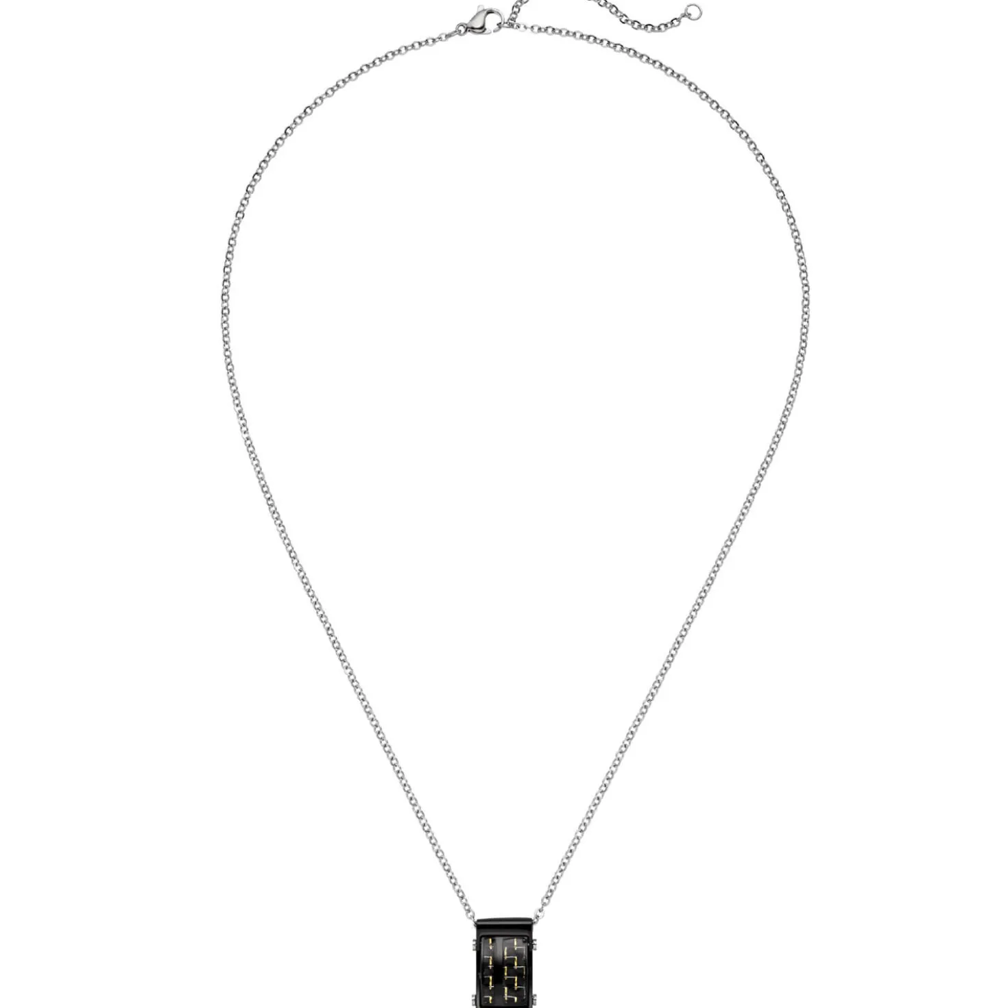2,1mm Kette Collier, Edelstahl schwarz lackiert mit Carbon-Einlagen, 50-55cm