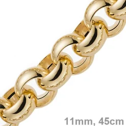 11mm Kette Collier Erbskette aus 585 Gold Gelbgold, 45cm