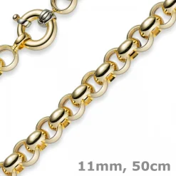 11mm Kette Collier Erbskette aus 585 Gold Gelbgold, 50cm, Unisex