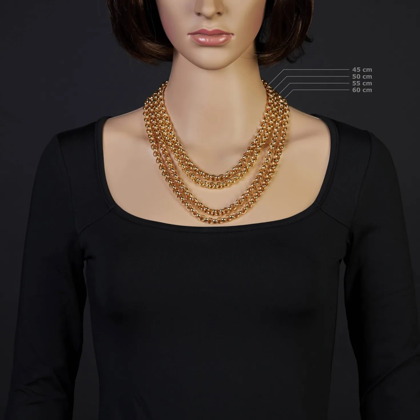 7mm Kette Collier Erbskette aus 750 Gold Gelbgold, 50cm, Unisex