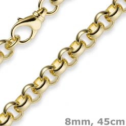 8mm Kette Collier Erbskette aus 750 Gold Gelbgold, 45cm, Unisex