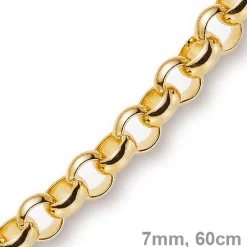 7mm Kette Collier Erbskette aus 585 Gold Gelbgold, 60cm, Unisex