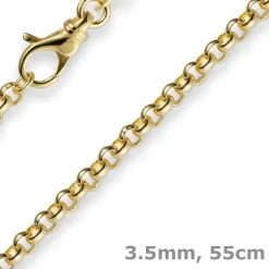 3,5mm Kette Collier Erbskette aus 585 Gold Gelbgold, 55cm, Unisex
