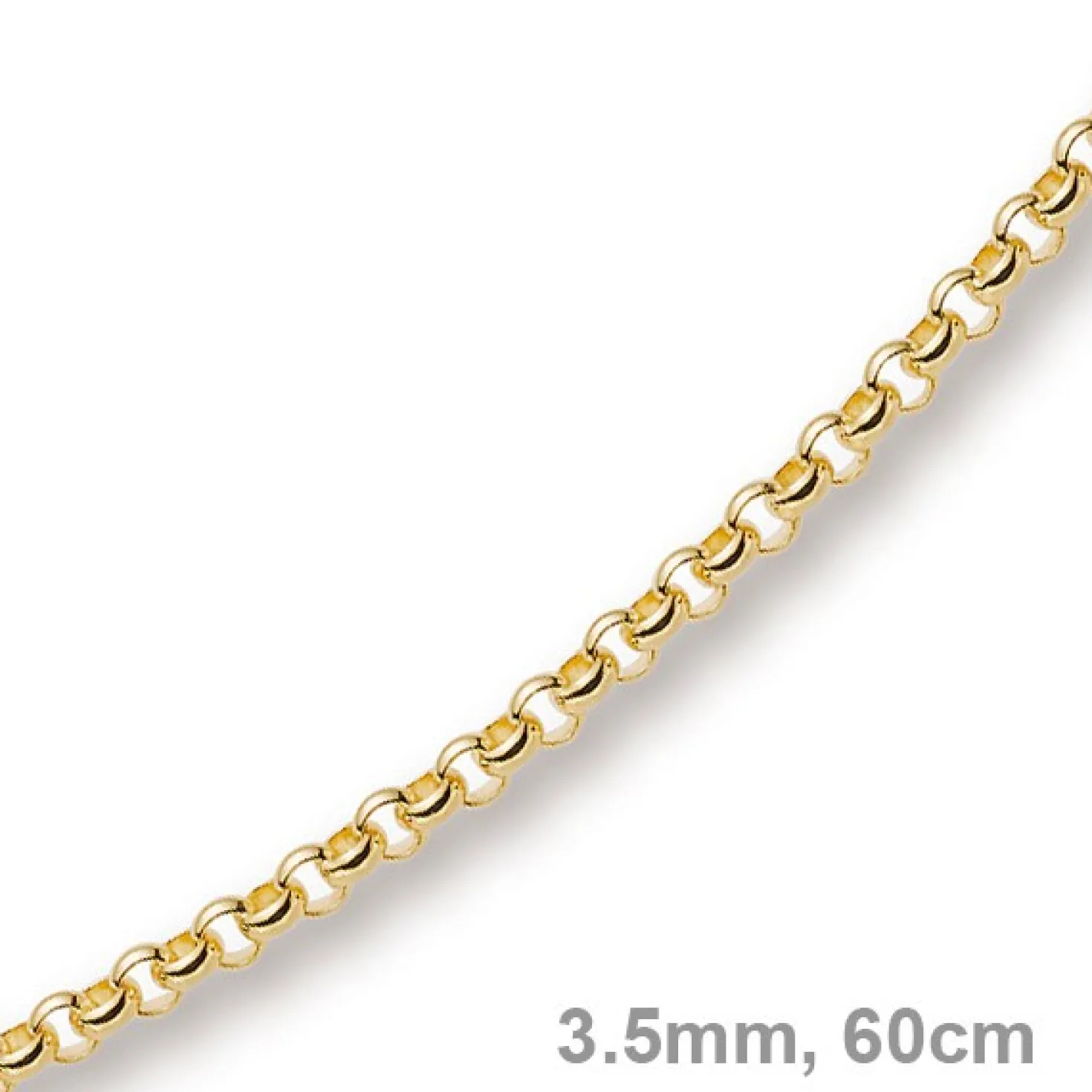 3,5mm Kette Collier Erbskette aus 750 Gold Gelbgold, 60cm, Unisex