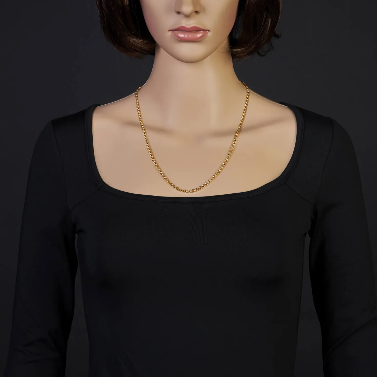 3,5mm Kette Collier Erbskette aus 750 Gold Gelbgold, 55cm, Unisex