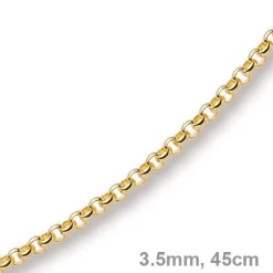 3,5mm Kette Collier Erbskette aus 750 Gold Gelbgold, 45cm, Unisex