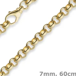 7mm Kette Collier Erbskette aus 750 Gold Gelbgold massiv 60cm Goldkette