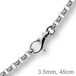 3,5mm Kette Collier Erbskette Halskette, 585 Gold Weißgold 45cm