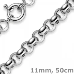 11mm Kette Collier Erbskette Halskette, 585 Gold Weißgold, 50cm Unisex
