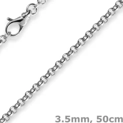 3,5mm Kette Collier Erbskette Halskette, 750 Gold Weißgold 50cm Unisex
