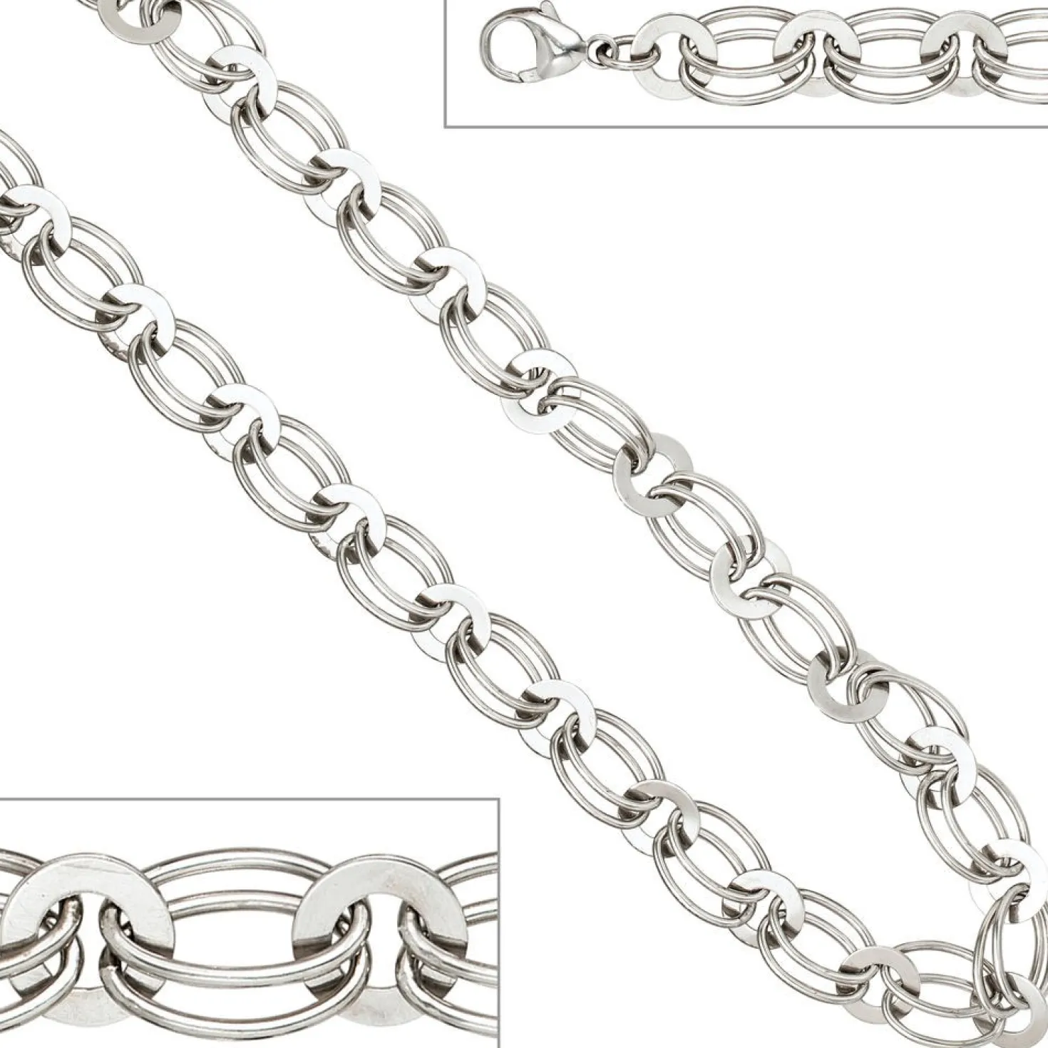 8,7mm Kette Collier Halskette aus echtem 925 Silber rhodiniert 45cm