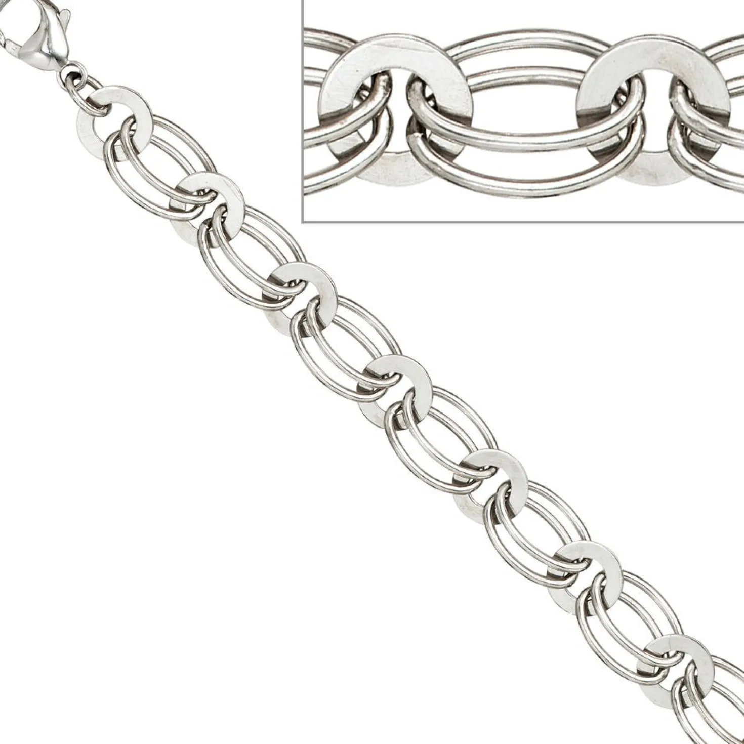 8,7mm Kette Collier Halskette aus echtem 925 Silber rhodiniert 45cm