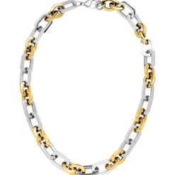 13,7mm Kette Collier Halskette aus Edelstahl goldfarben beschichtet 50-51cm