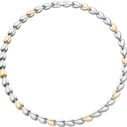 8,4mm Kette Collier Halskette aus Edelstahl teilmattiert Gold-Silber-Farbe 45cm