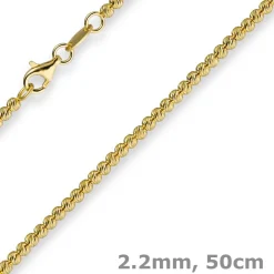 2,2mm Kette Collier Kügelchenkette Kugelkette, 585 Gold Gelbgold, 50cm