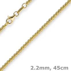 2,2mm Kette Collier Kügelchenkette Kugelkette, 585 Gold Gelbgold, 45cm