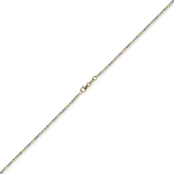 1,8mm Kette Collier Kugelkette diamantiert aus 585 Gold Gelbgold Weißgold, 42cm