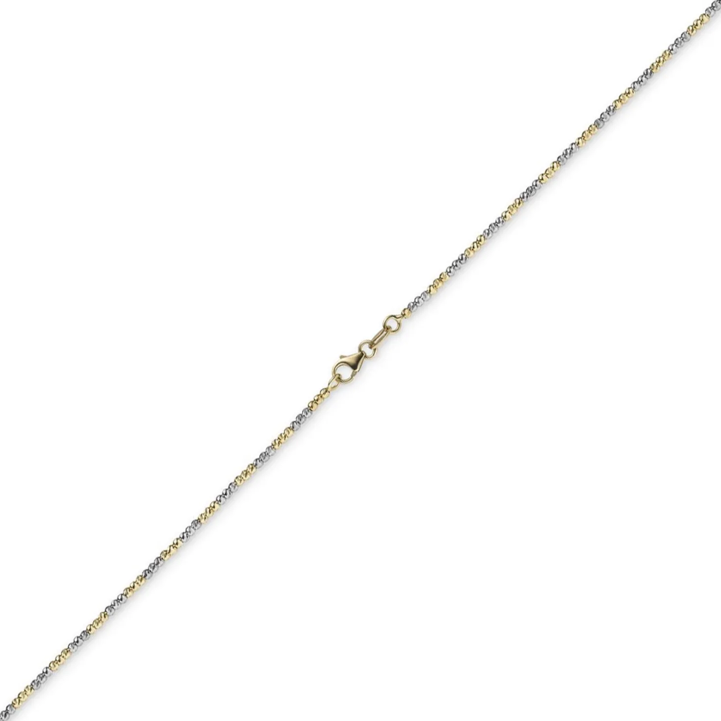 1,8mm Kette Collier Kugelkette diamantiert aus 585 Gold Gelbgold Weißgold, 42cm