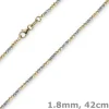 1,8mm Kette Collier Kugelkette diamantiert aus 750 Gold Gelbgold Weißgold, 42cm