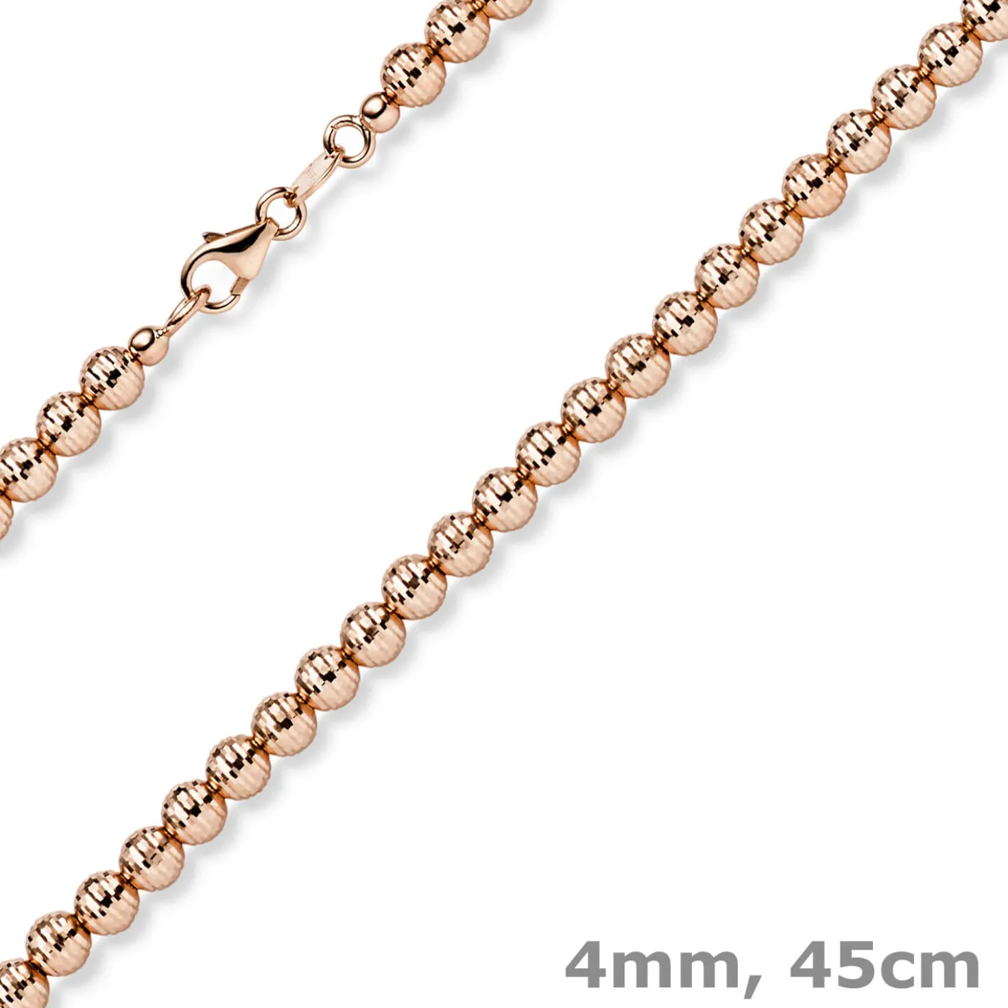4mm Kette Collier Kugelkette diamantiert aus 585 Gold Rotgold 45cm