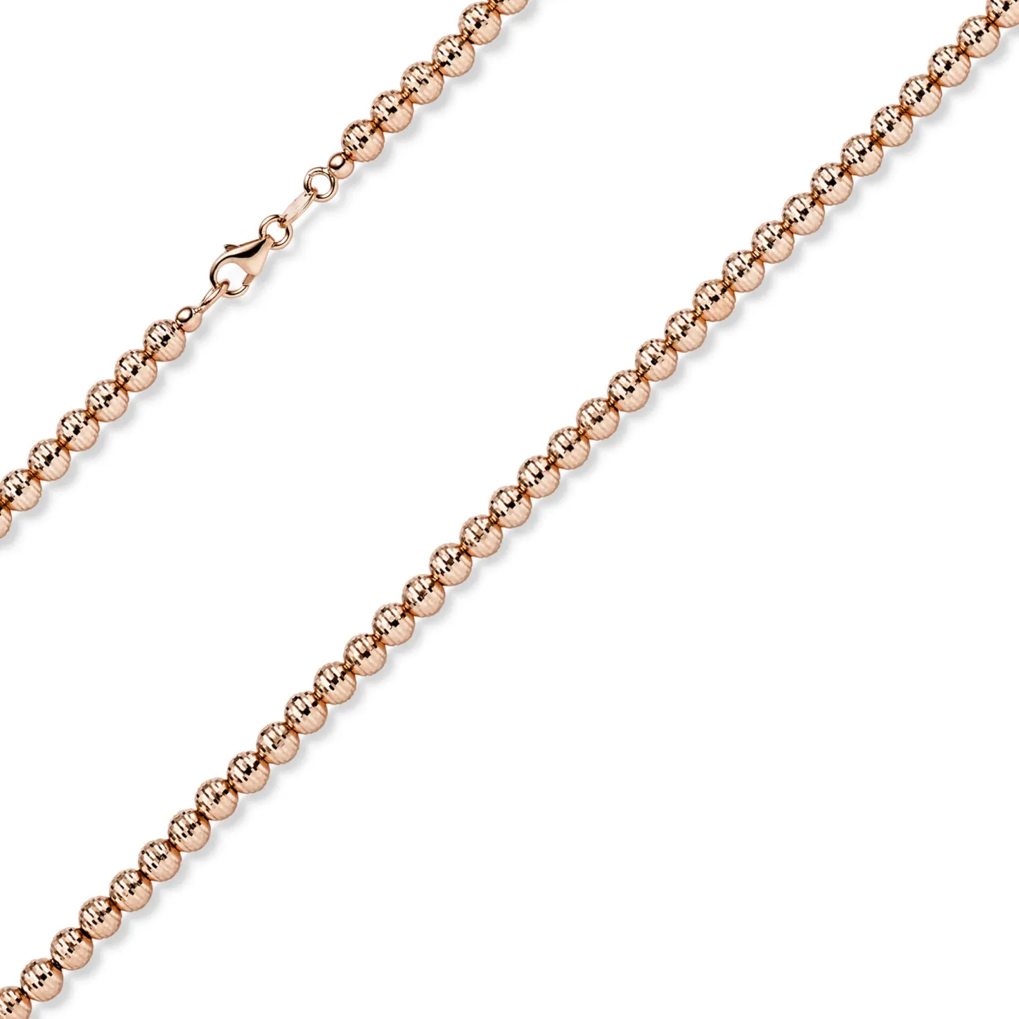 4mm Kette Collier Kugelkette diamantiert aus 585 Gold Rotgold 45cm