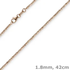 1,8mm Kette Collier Kugelkette diamantiert aus 585 Gold Rotgold 42cm