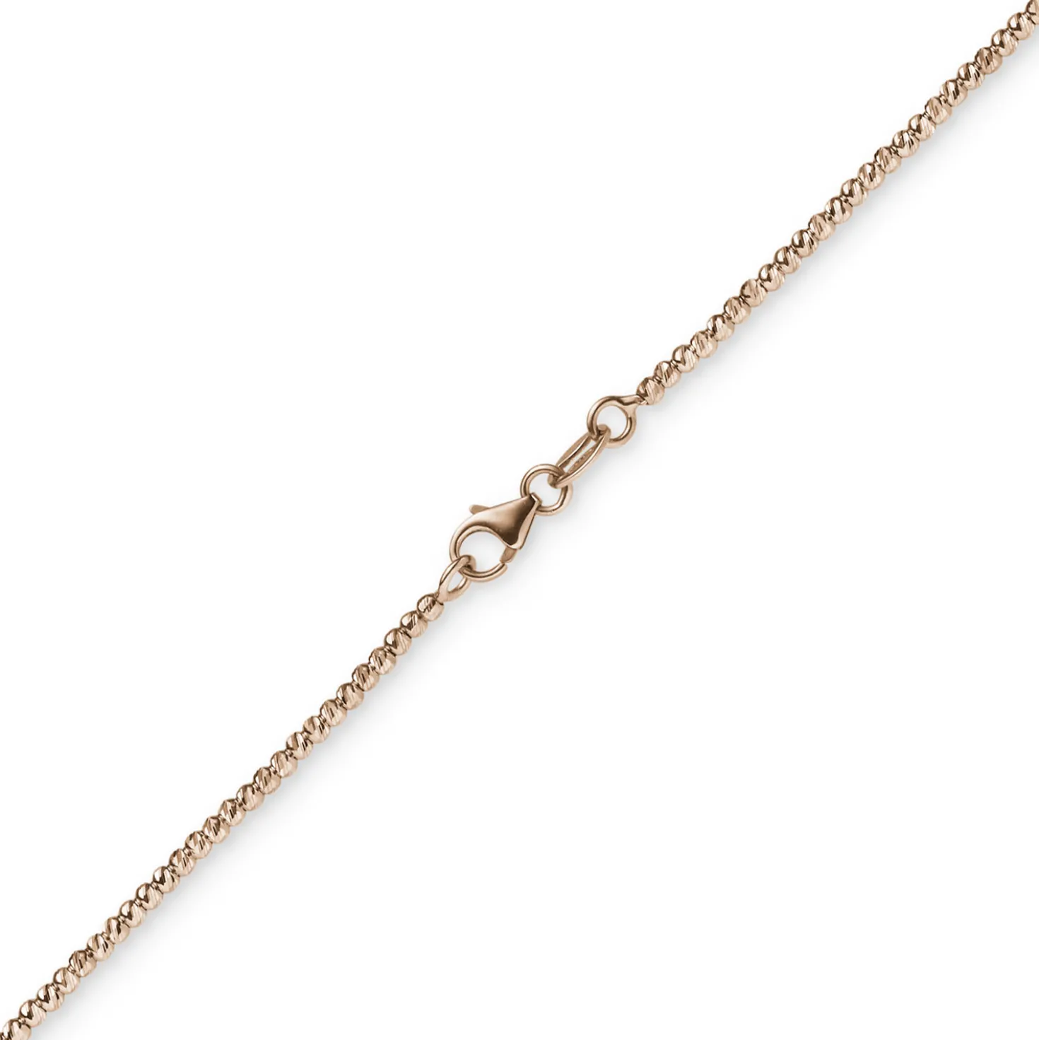 1,8mm Kette Collier Kugelkette diamantiert aus 585 Gold Rotgold 42cm