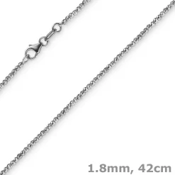 1,8mm Kette Collier Kugelkette diamantiert aus 750 Gold Weißgold 42cm