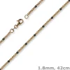 1,8mm Kette Collier Kugelkette 585 Gold Rotgold teil-schwarz-rhodiniert 42cm