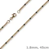 1,8mm Kette Collier Kugelkette 750 Gold Rotgold teil-schwarz-rhodiniert 45cm