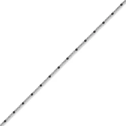 1,8mm Kette Collier Kugelkette 585 Gold Weißgold teil-schwarz-rhodiniert 50cm