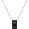 2,1mm Kette Collier mit Viereck Carbon-Einlagen blaue Striche Edelstahl, 50-55cm