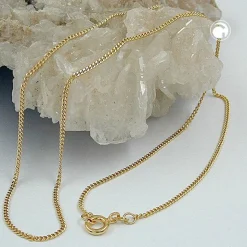 1,3mm Kette Collier Panzerkette aus 375 Gold Gelbgold, 45cm, Damen