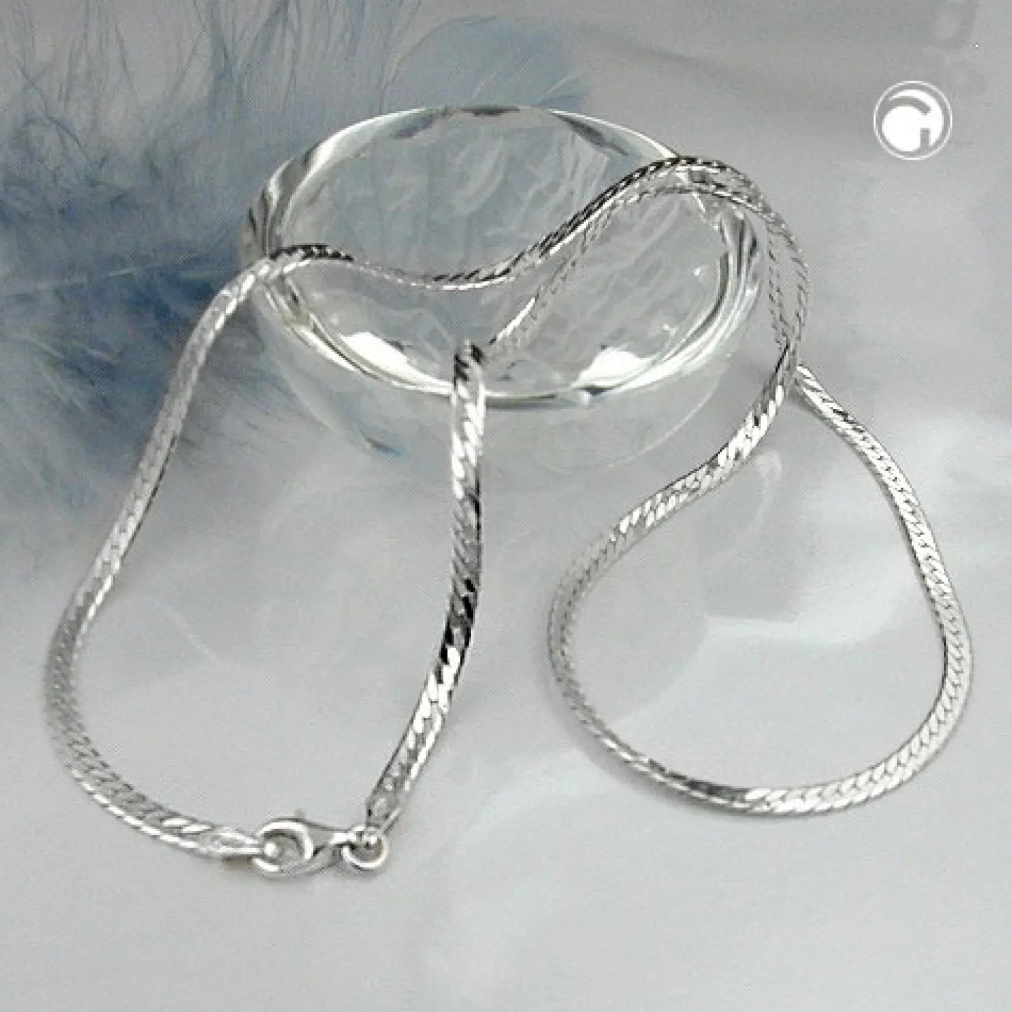 3mm Kette Collier Panzerkette Halskette, 925 Silber, flach, 42 cm