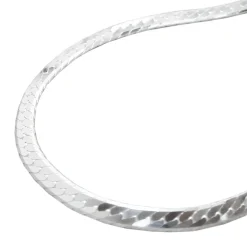 3mm Kette Collier Panzerkette Halskette, 925 Silber, flach, 42 cm