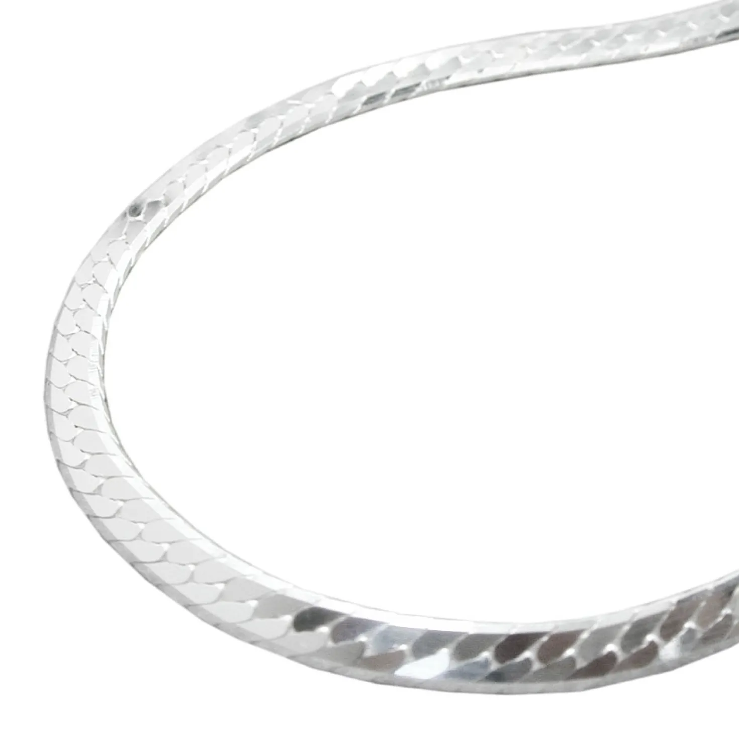 3mm Kette Collier Panzerkette Halskette, 925 Silber, flach, 42 cm