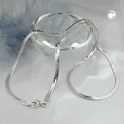 3mm Kette Collier Panzerkette Halskette, 925 Silber, flach, 45 cm