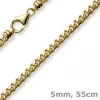 5mm Kette Collier Panzerkette oval diamantiert massiv, 585 Gold Gelbgold, 55cm