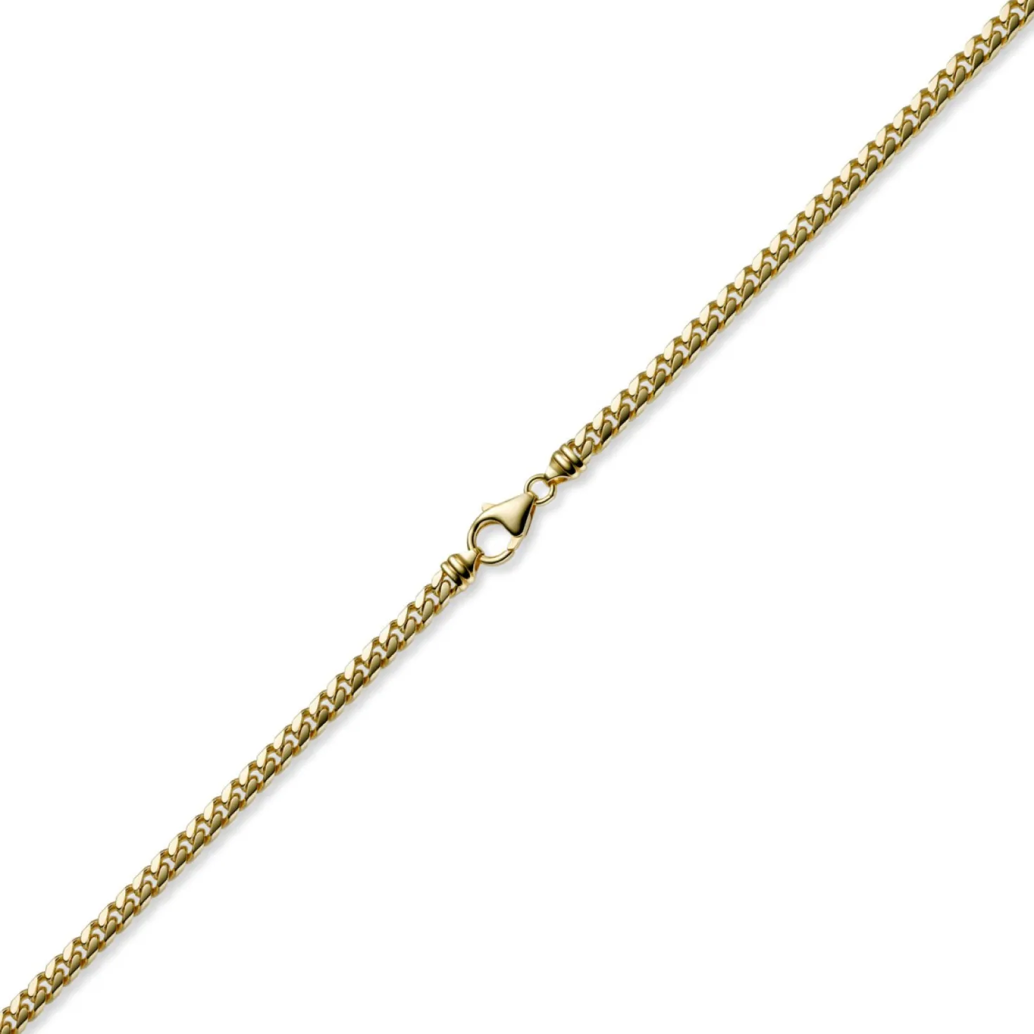 5mm Kette Collier Panzerkette oval diamantiert massiv, 585 Gold Gelbgold, 50cm