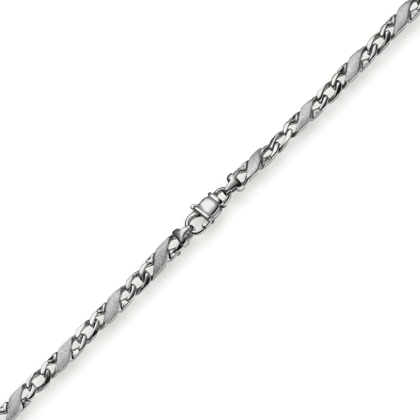 4,5mm Kette Collier Rockwellkette X-Panzerkette matt aus 585 Gold Weißgold 45cm