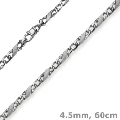 4,5mm Kette Collier Rockwellkette X-Panzerkette matt aus 585 Gold Weißgold 60cm