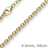 4,6mm Kette Collier Rundankerkette aus 750 Gold Gelbgold, 50cm