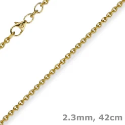 2,3mm Kette Collier Rundankerkette aus 750 Gold Gelbgold, 42cm