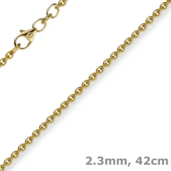 2,3mm Kette Collier Rundankerkette aus 585 Gold Gelbgold, 42cm Unisex