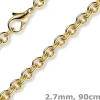 2,7mm Kette Collier Rundankerkette aus 750 Gold Gelbgold, 90cm Unisex